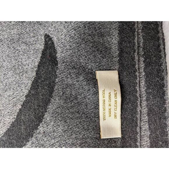 Coach Gray Black 100% Merino Wool Scarf w Fringe - Picture 7 of 11